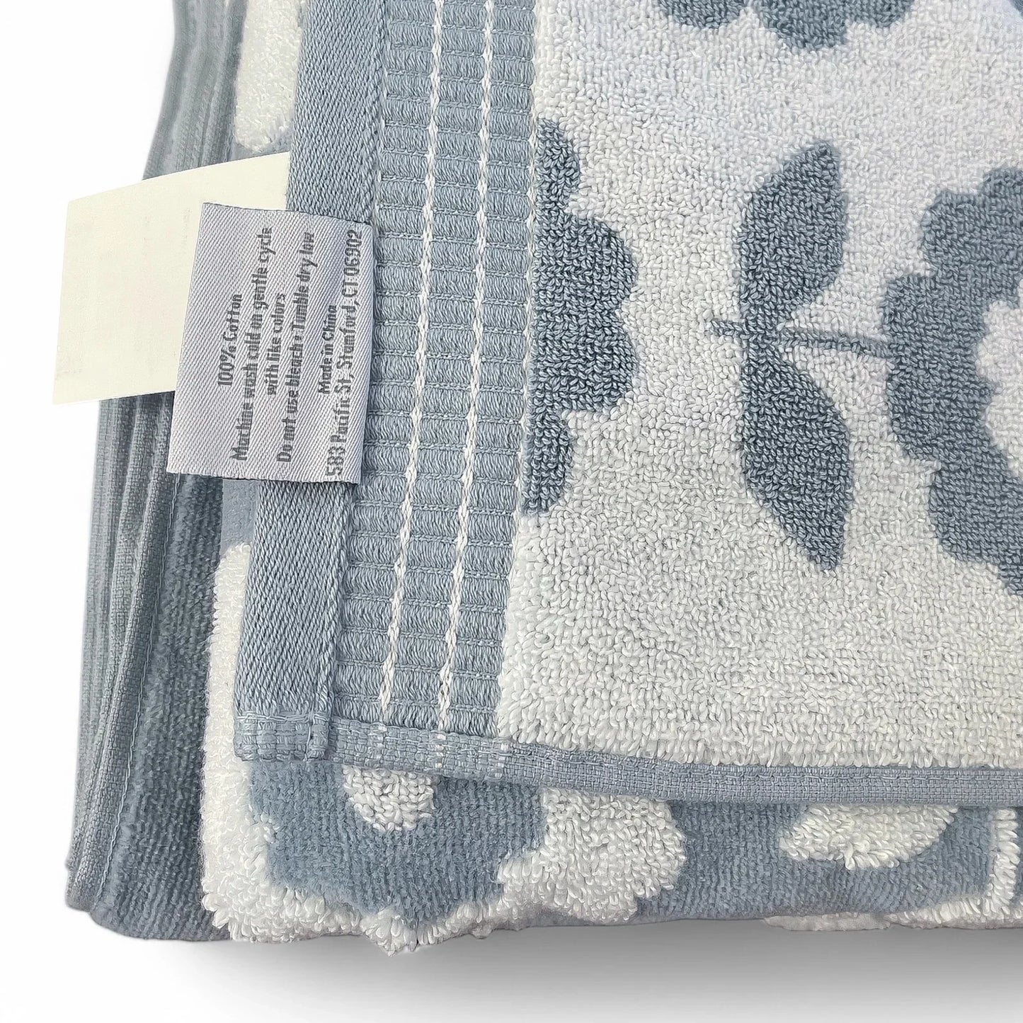 Caro Home 6pc Floral Bath Towel Set 100% Cotton Velour Soft & Absorbent Blue - Trendiez U ♥ 