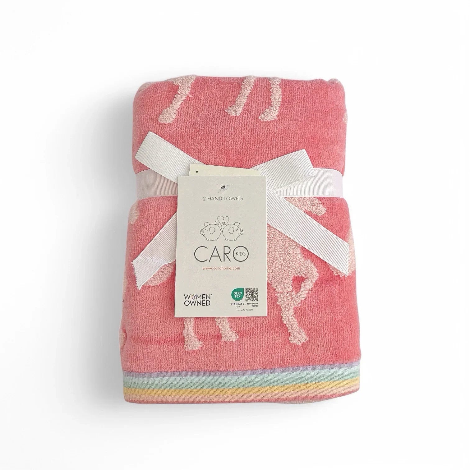 Caro Home 9PC Bath Towel Set UNICORN Coral Pink 100% Cotton Super Soft NEW - Trendiez U ♥ 