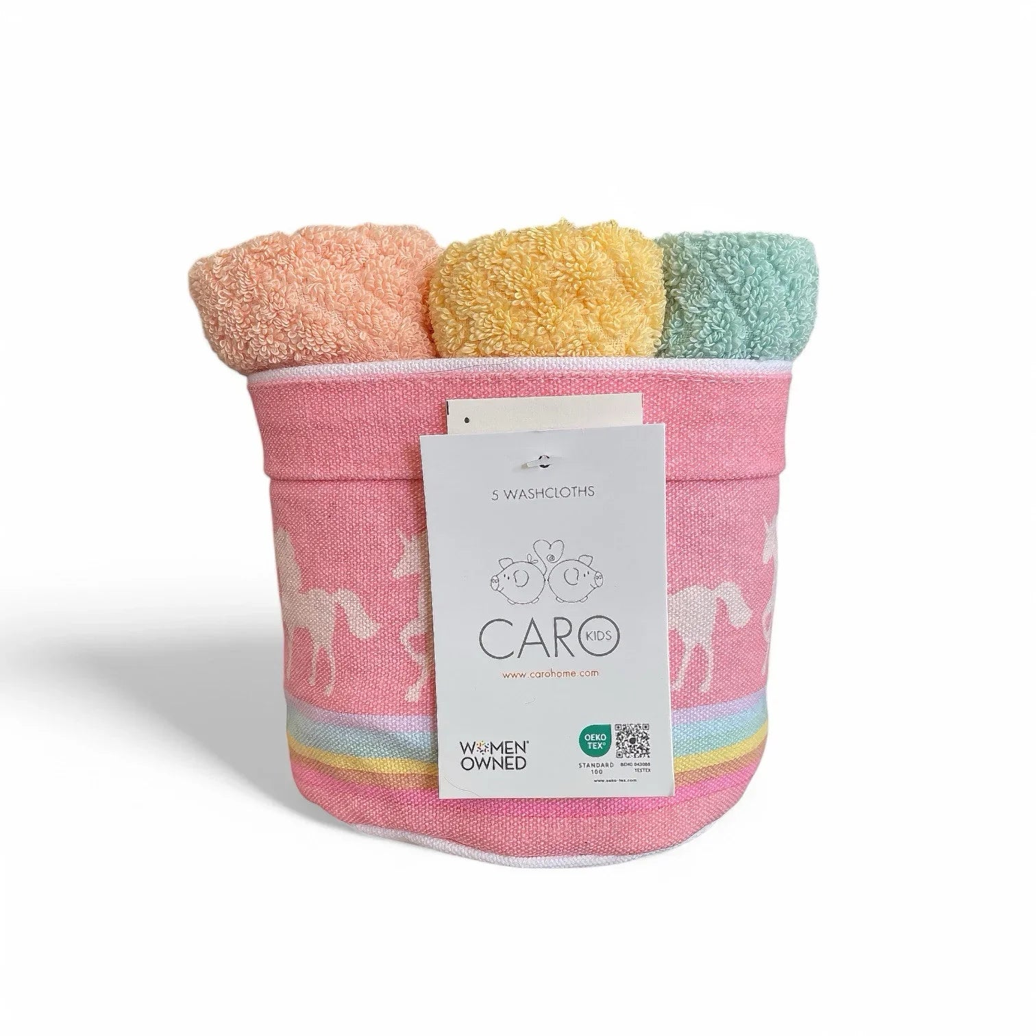 Caro Home 9PC Bath Towel Set UNICORN Coral Pink 100% Cotton Super Soft NEW - Trendiez U ♥ 