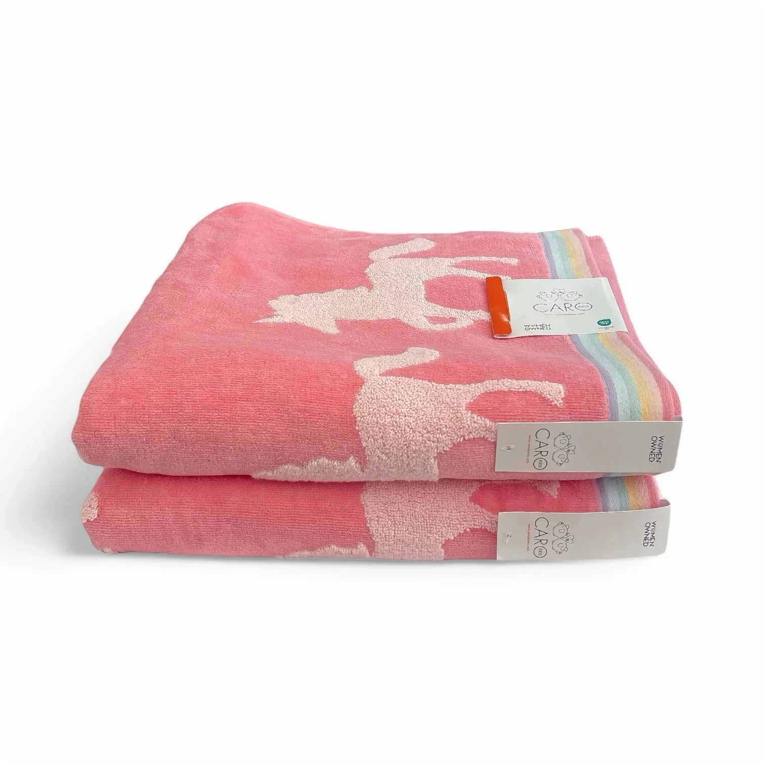 Caro Home 9PC Bath Towel Set UNICORN Coral Pink 100% Cotton Super Soft NEW - Trendiez U ♥ 