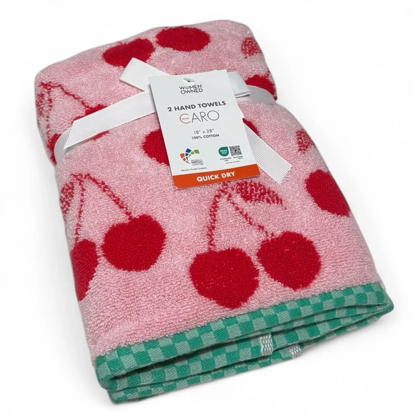 Caro Home Collection 100% Cotton 2 Hand Towels Soft Quick Dry Cherry Decor New - Trendiez U ♥ 