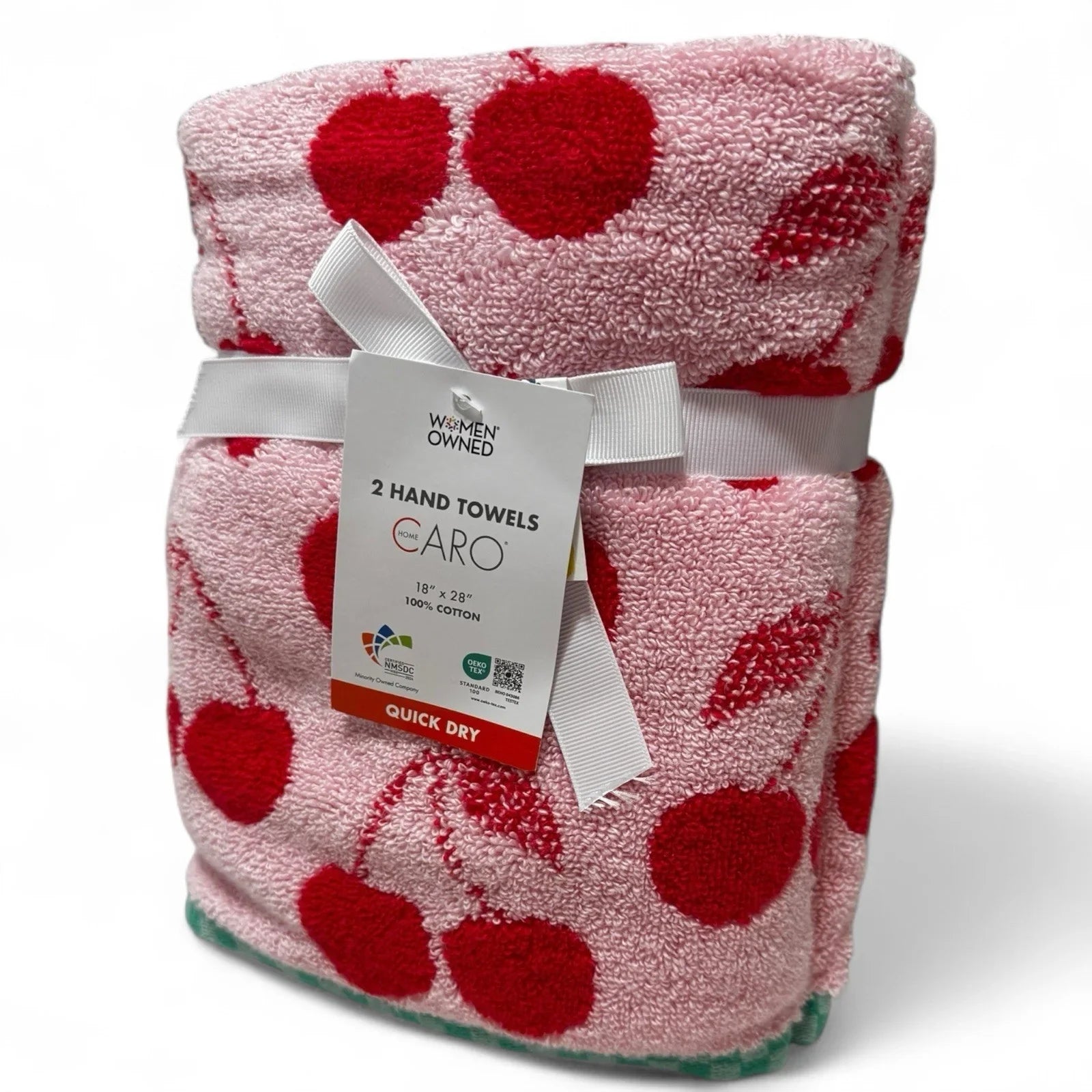 Caro Home Collection 100% Cotton 2 Hand Towels Soft Quick Dry Cherry Decor New - Trendiez U ♥ 
