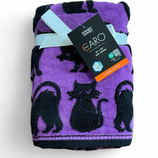 Caro Home Halloween Bathroom Hand Towels - Black Cats - 100% Cotton - Trendiez U ♥ 