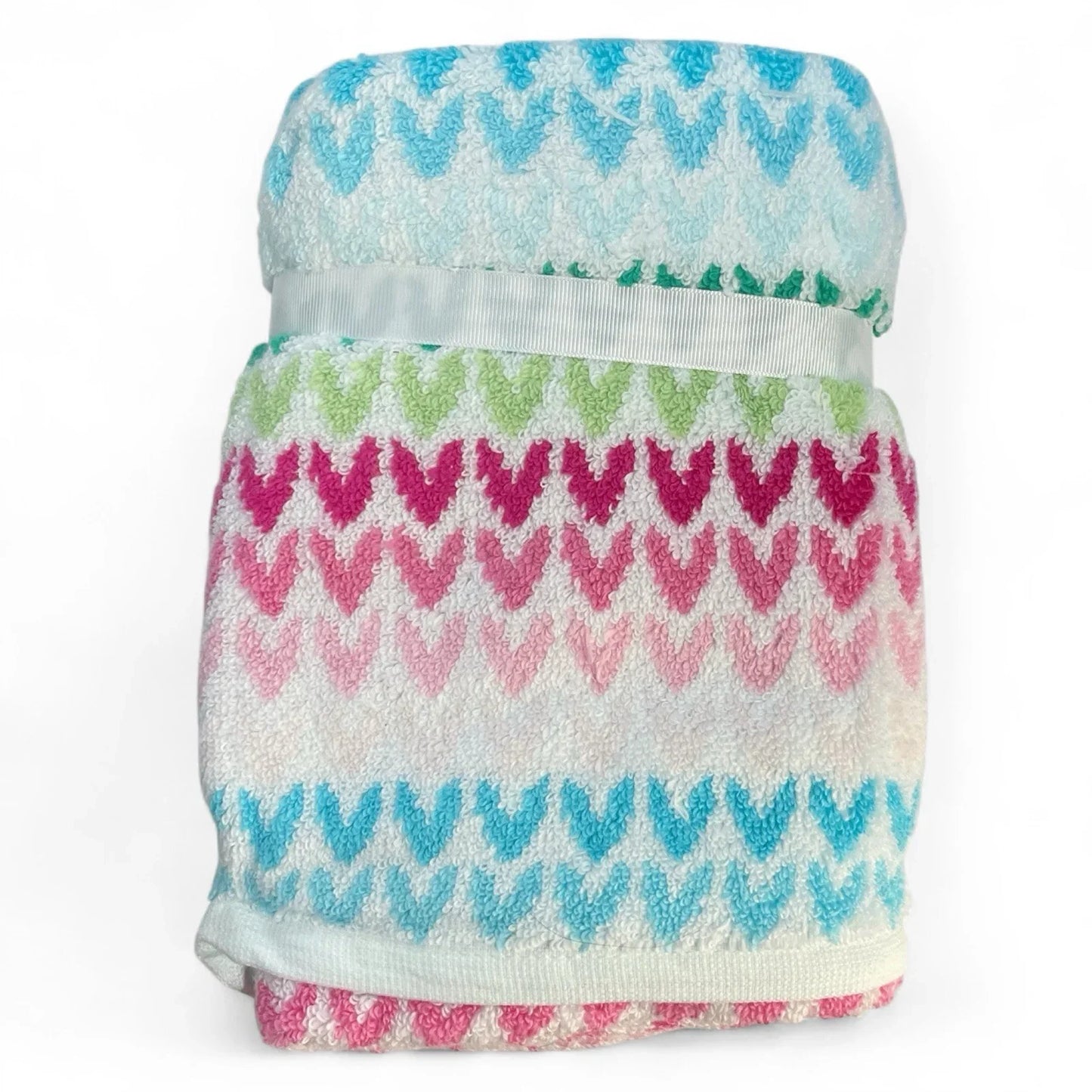 Caro Home Multicolor Hearts Hand Towel Set of 2 Thick Soft 100% Cotton - Trendiez U ♥ 