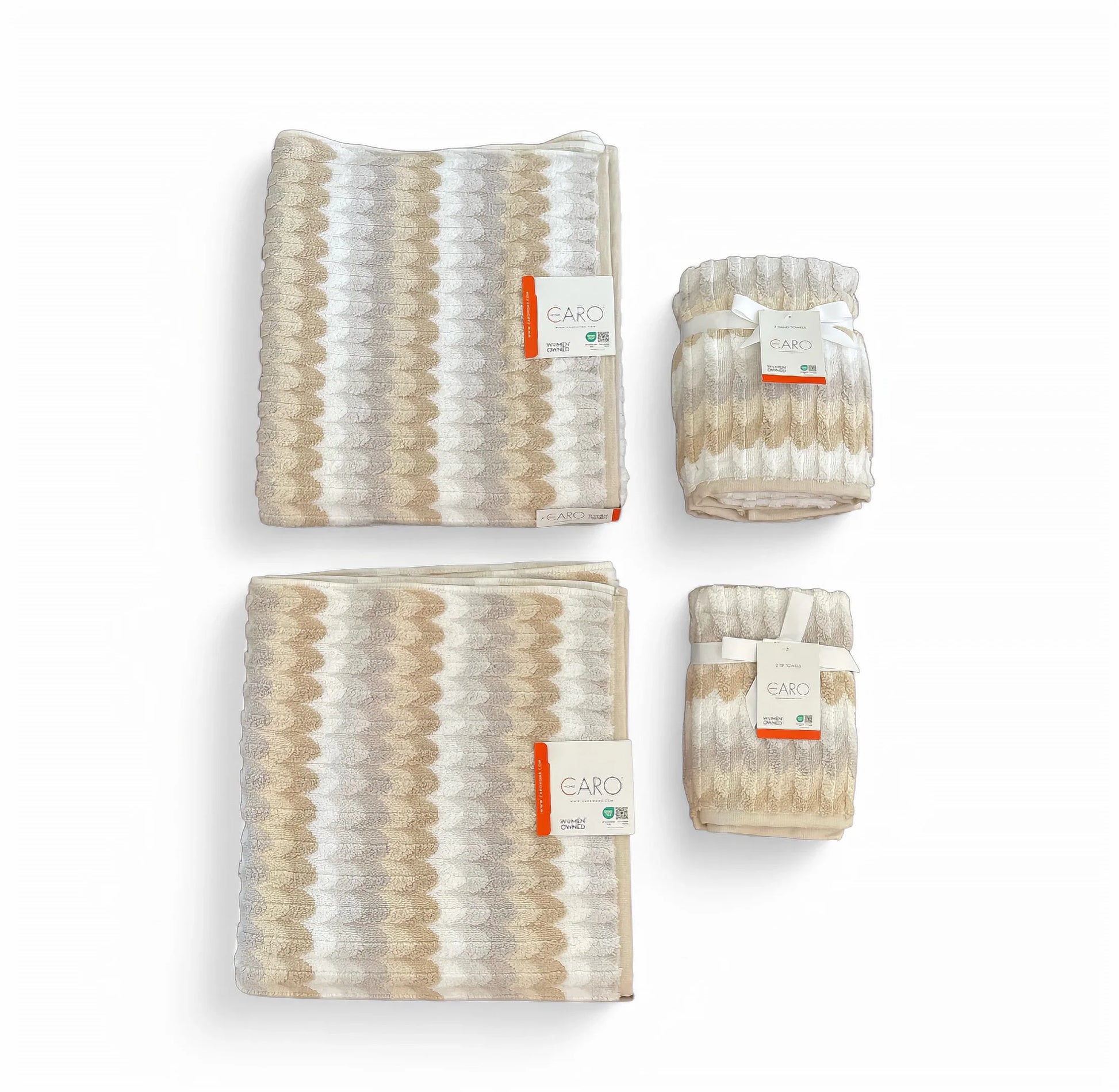 Caro Home Tan White Gray Geometric Bath Towel Set - Trendiez U ♥ 