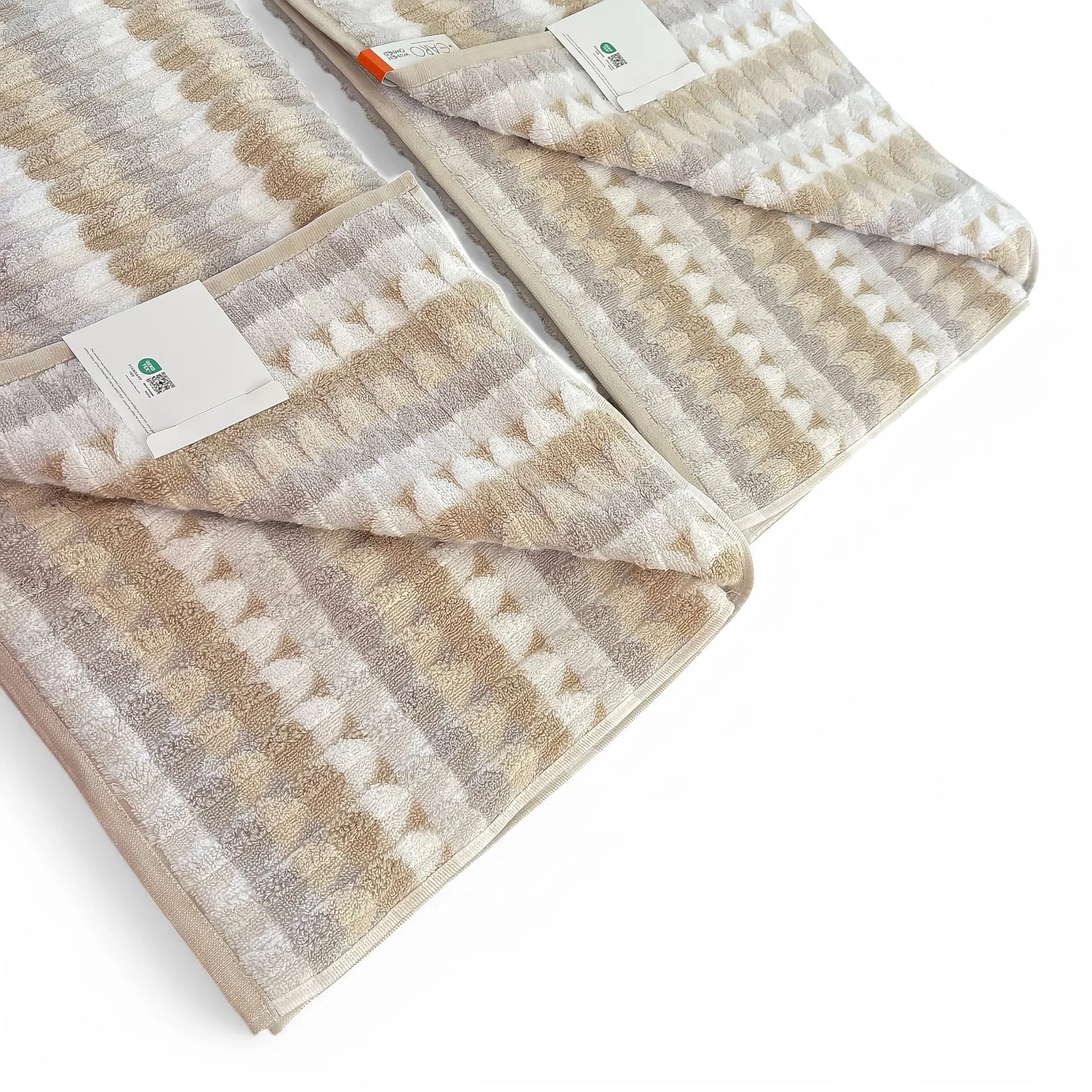 Caro Home Tan White Gray Geometric Bath Towel Set - Trendiez U ♥ 