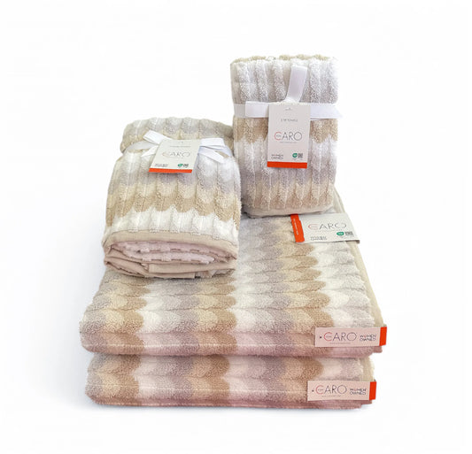 Caro Home Tan White Gray Geometric Bath Towel Set - Trendiez U ♥ 