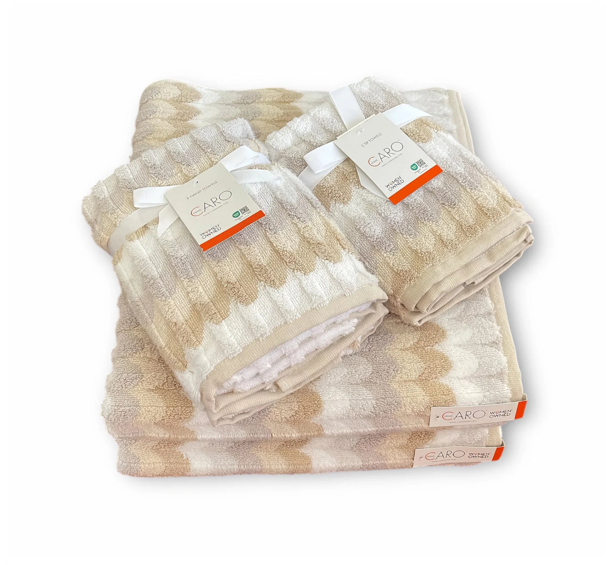 Caro Home Tan White Gray Geometric Bath Towel Set - Trendiez U ♥ 