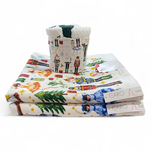 Caro Home The Nutcracker 8pc Bath Towel Set Cotton Velour Christmas - Trendiez U ♥ 