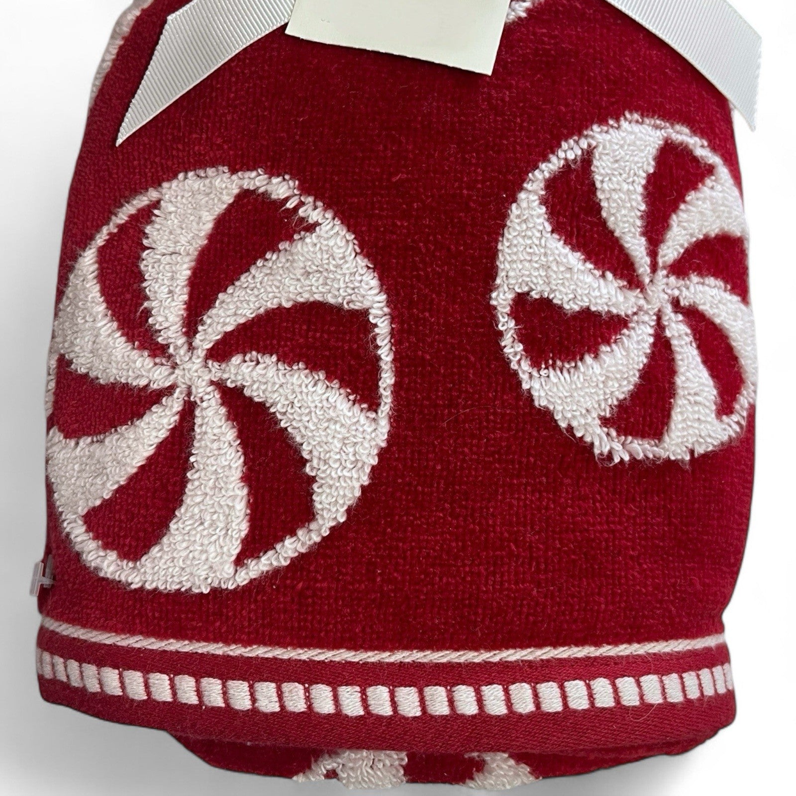 CARO - PEPPERMINT PRINT - RED/WHITE - HAND TOWELS SET OF 2 - NEW CHRISTMAS - Trendiez U ♥ 