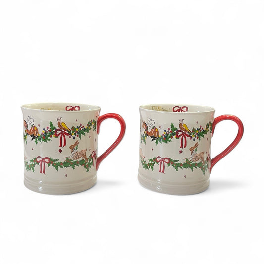 Cath Kidston 2PC Christmas Red Bow Animal Garland Mug Holiday Vintage Inspired - Trendiez U ♥ 