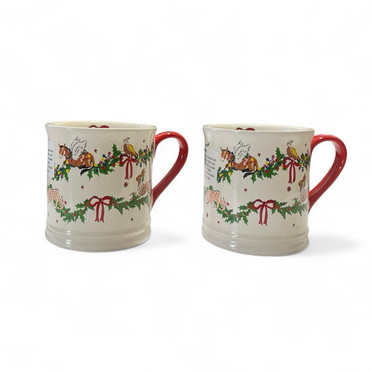 Cath Kidston 2PC Christmas Red Bow Animal Garland Mug Holiday Vintage Inspired - Trendiez U ♥ 