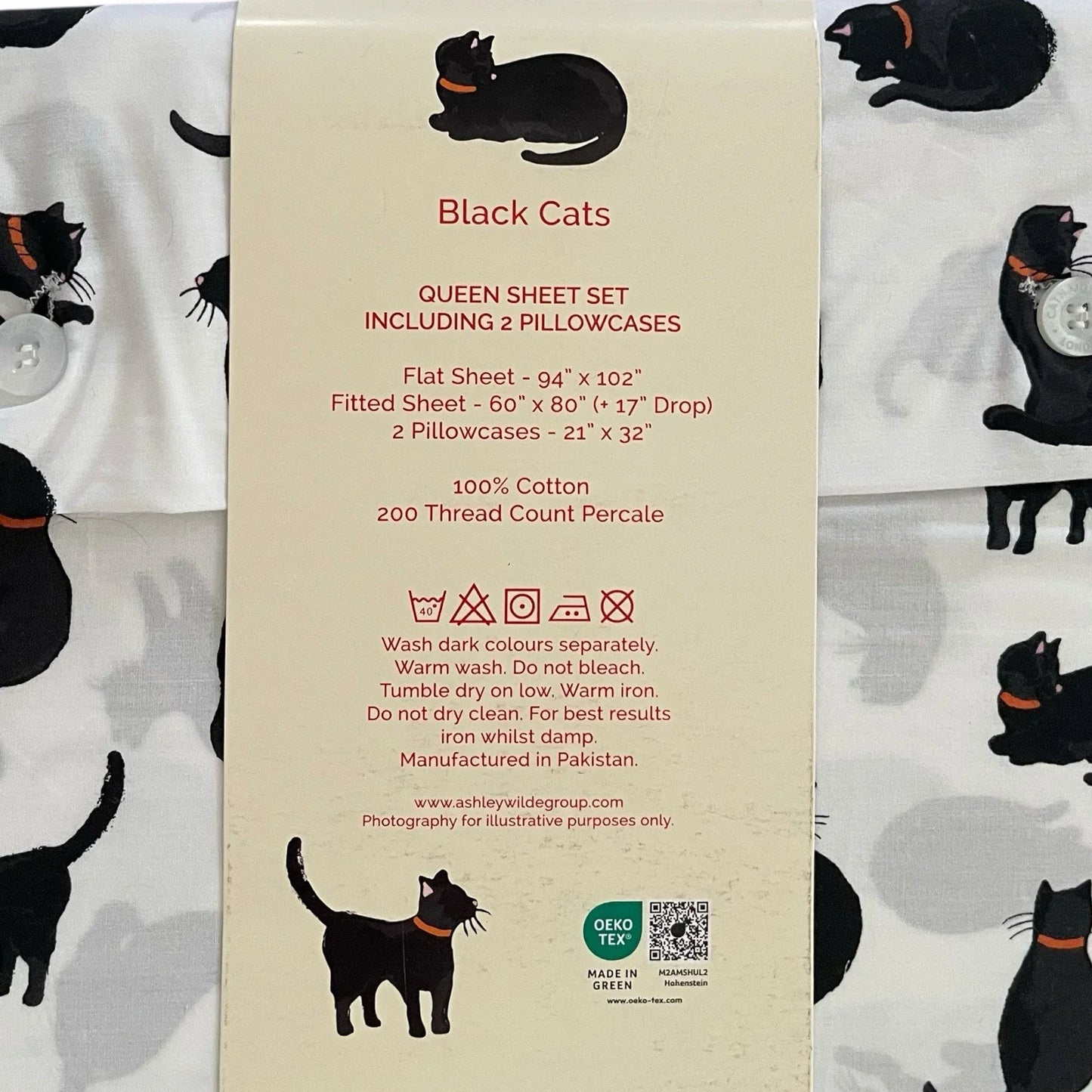 Cath Kidston Black Cats Queen Sheet Set 100% Cotton 200TC Halloween - Trendiez U ♥ 
