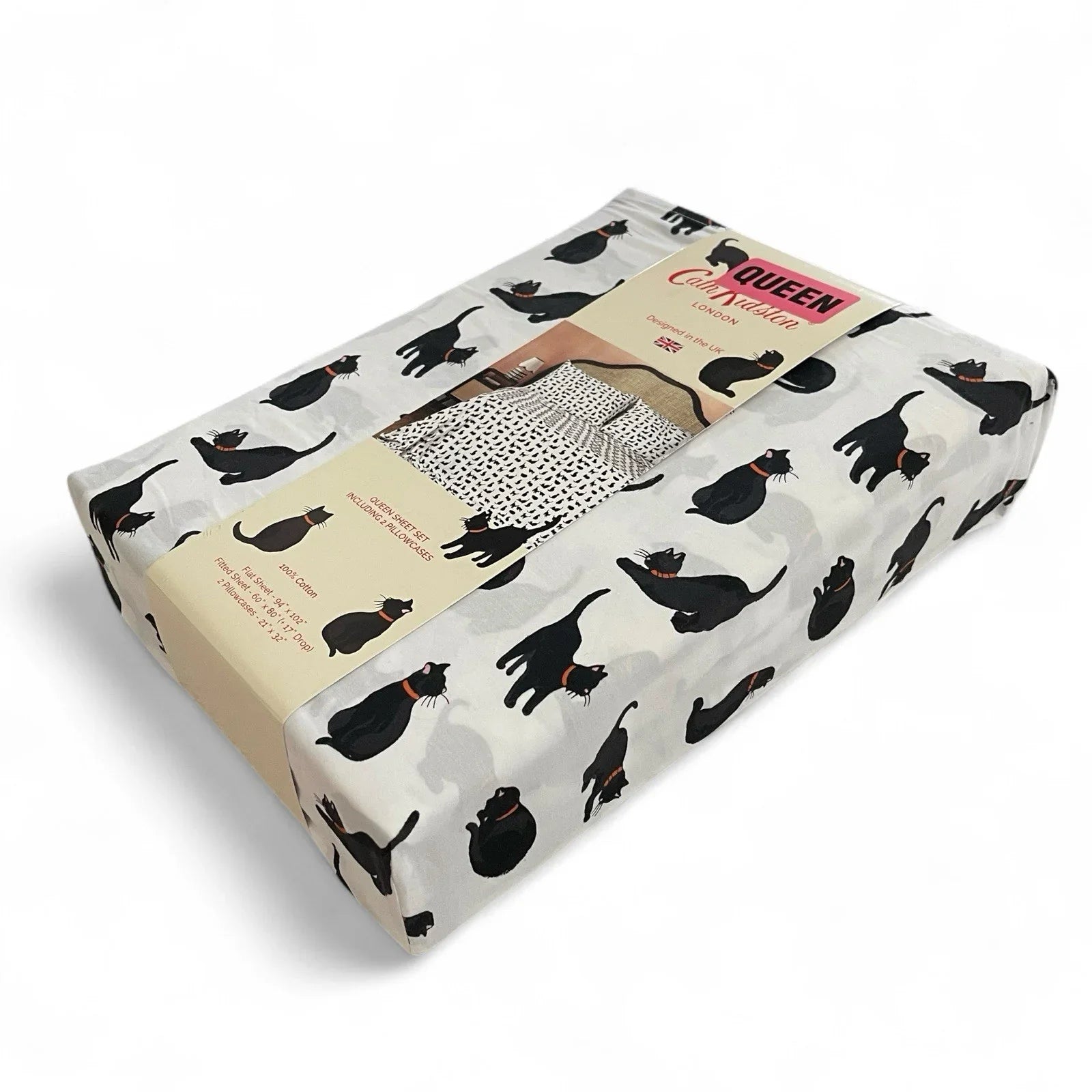 Cath Kidston Black Cats Queen Sheet Set 100% Cotton 200TC Halloween - Trendiez U ♥ 