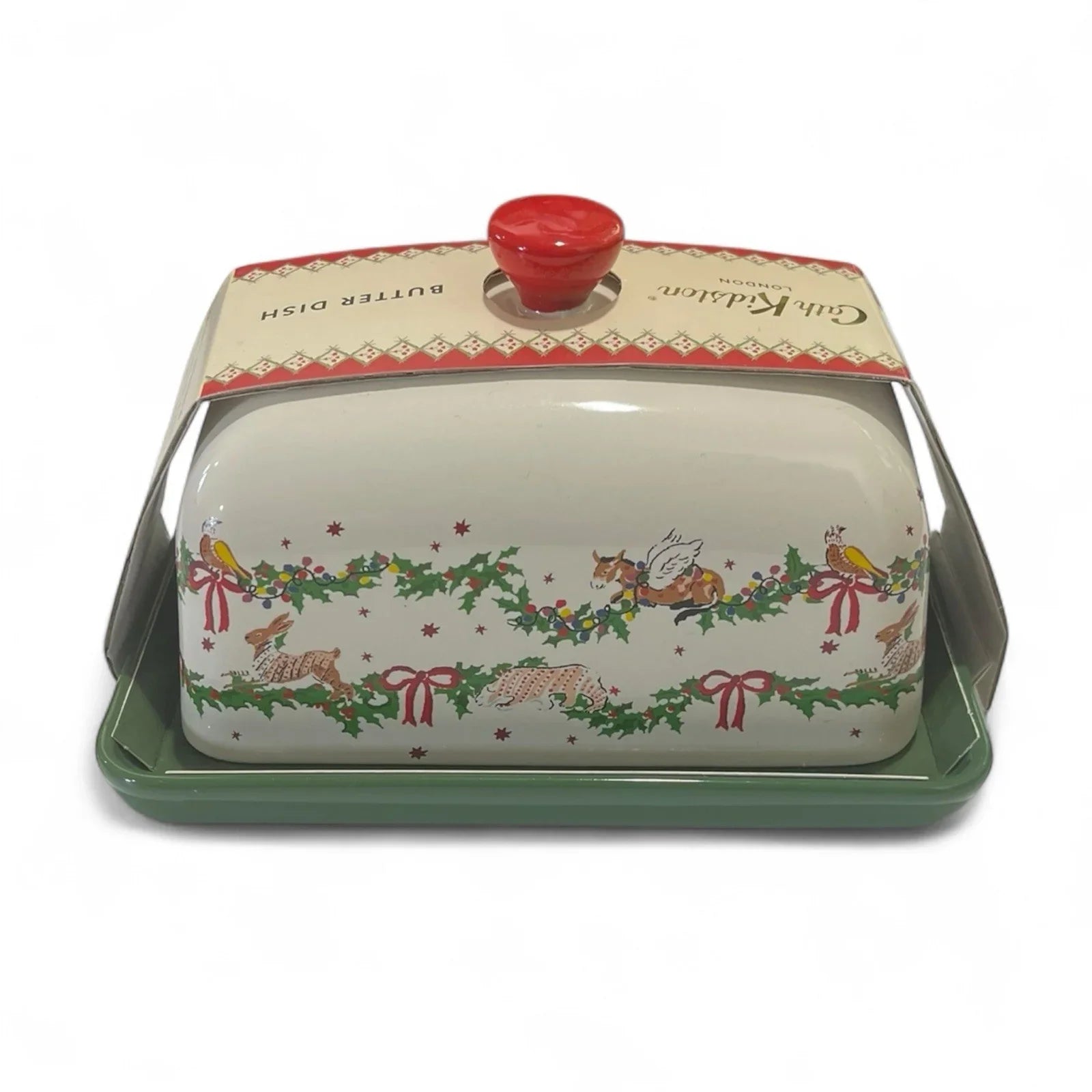 CATH KIDSTON CHRISTMAS THEMED CERAMIC BUTTER DISH VINTAGE INSPIRED RETRO - Trendiez U ♥ 
