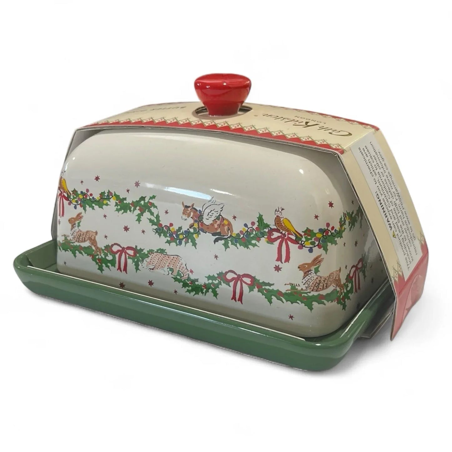 CATH KIDSTON CHRISTMAS THEMED CERAMIC BUTTER DISH VINTAGE INSPIRED RETRO - Trendiez U ♥ 