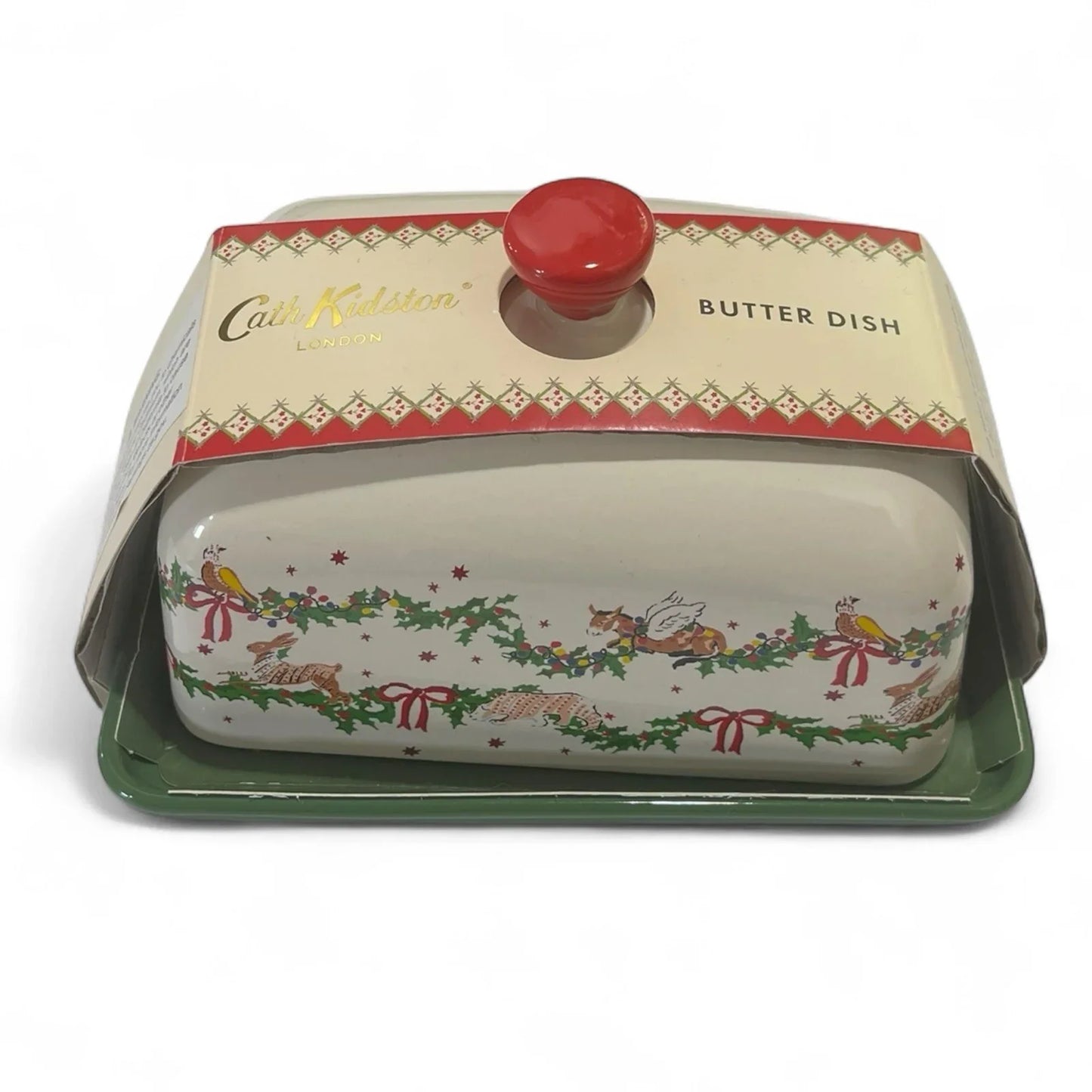 CATH KIDSTON CHRISTMAS THEMED CERAMIC BUTTER DISH VINTAGE INSPIRED RETRO - Trendiez U ♥ 