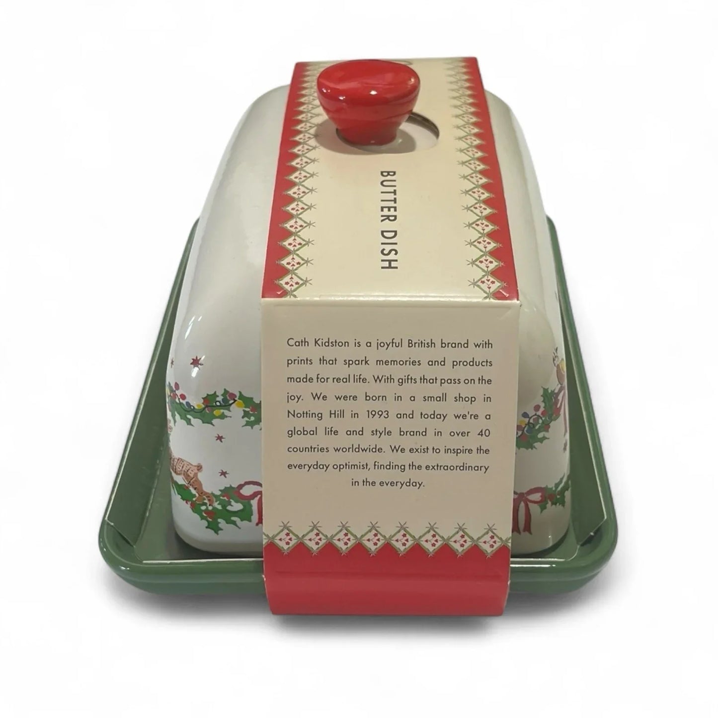 CATH KIDSTON CHRISTMAS THEMED CERAMIC BUTTER DISH VINTAGE INSPIRED RETRO - Trendiez U ♥ 