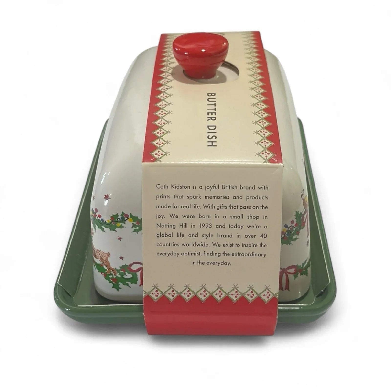 CATH KIDSTON CHRISTMAS THEMED CERAMIC BUTTER DISH VINTAGE INSPIRED RETRO - Trendiez U ♥ 