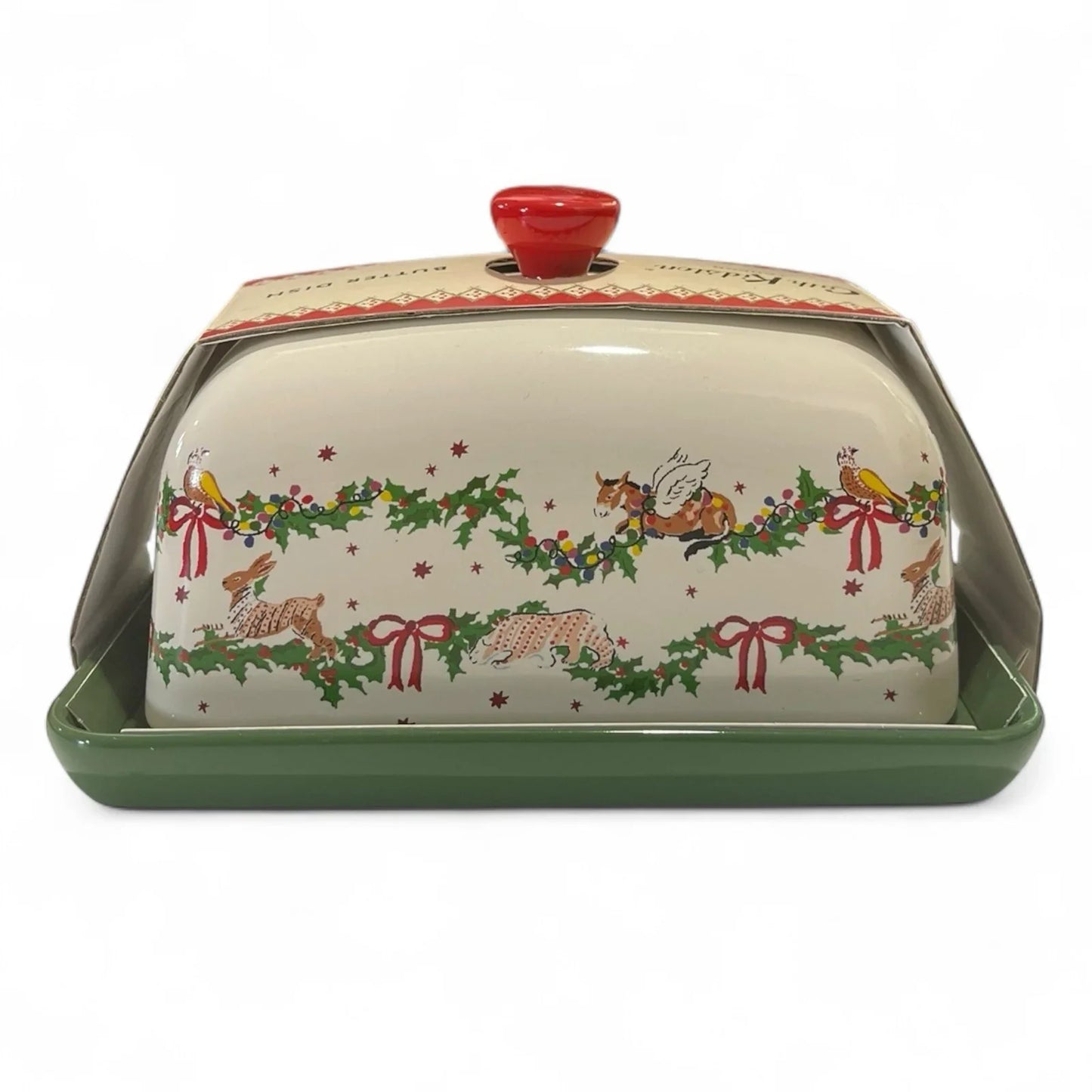 CATH KIDSTON CHRISTMAS THEMED CERAMIC BUTTER DISH VINTAGE INSPIRED RETRO - Trendiez U ♥ 