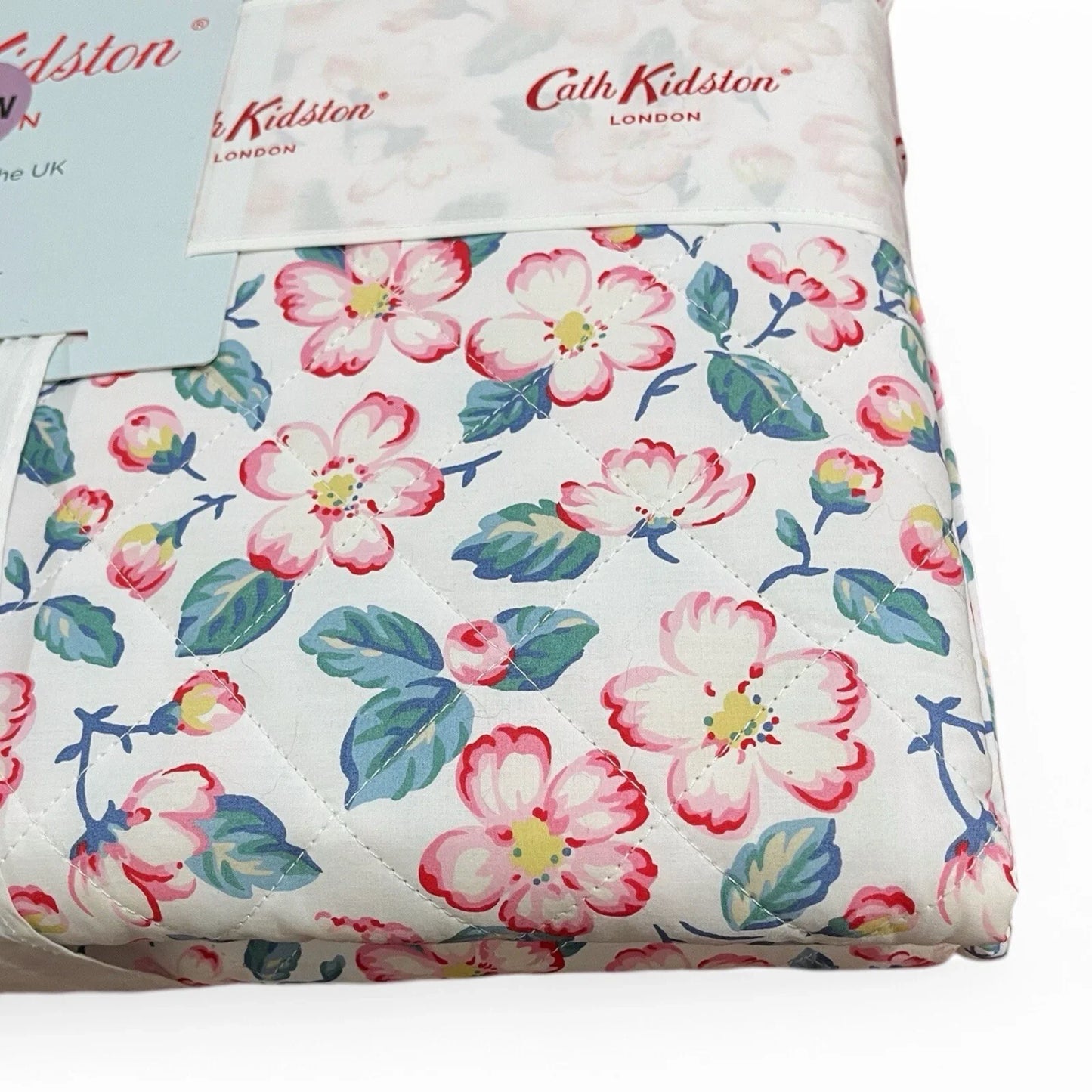 Cath Kidston Climbing Blossom Floral Pink Queen Cottage Farmhouse Quilt 90”x90” - Trendiez U ♥ 