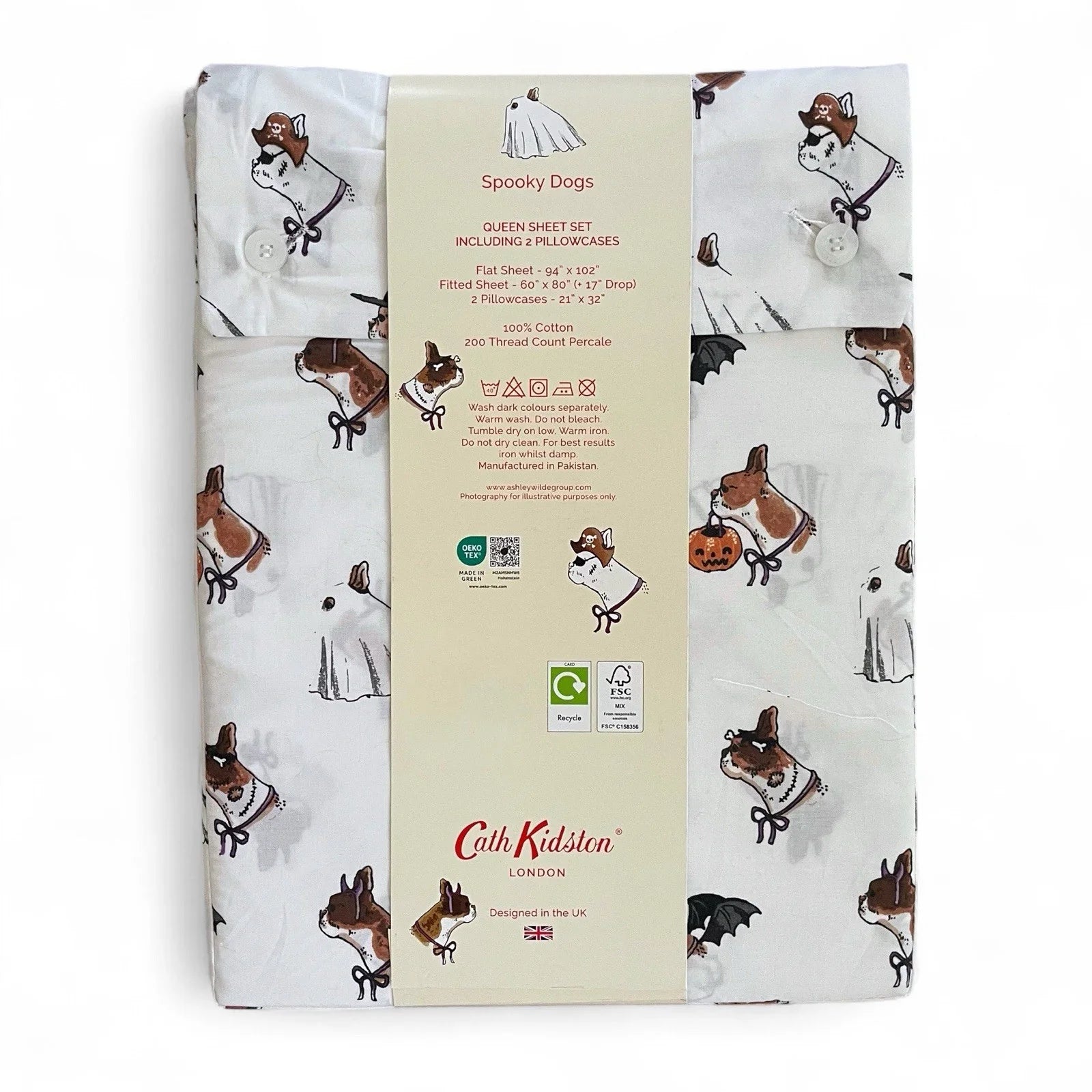 Cath Kidston Spooky Dogs Queen Sheet Set 100% Cotton 200TC Halloween - Trendiez U ♥ 