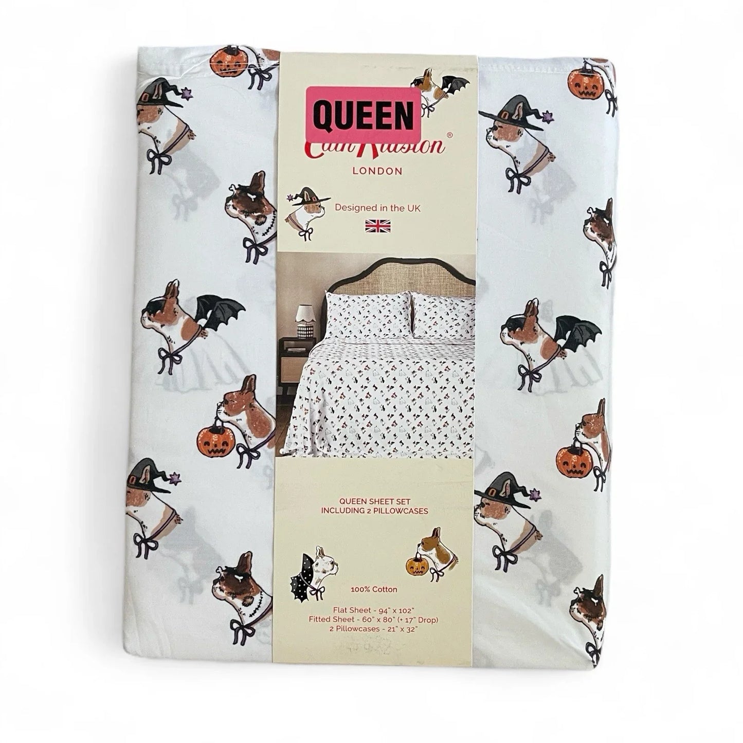 Cath Kidston Spooky Dogs Queen Sheet Set 100% Cotton 200TC Halloween - Trendiez U ♥ 