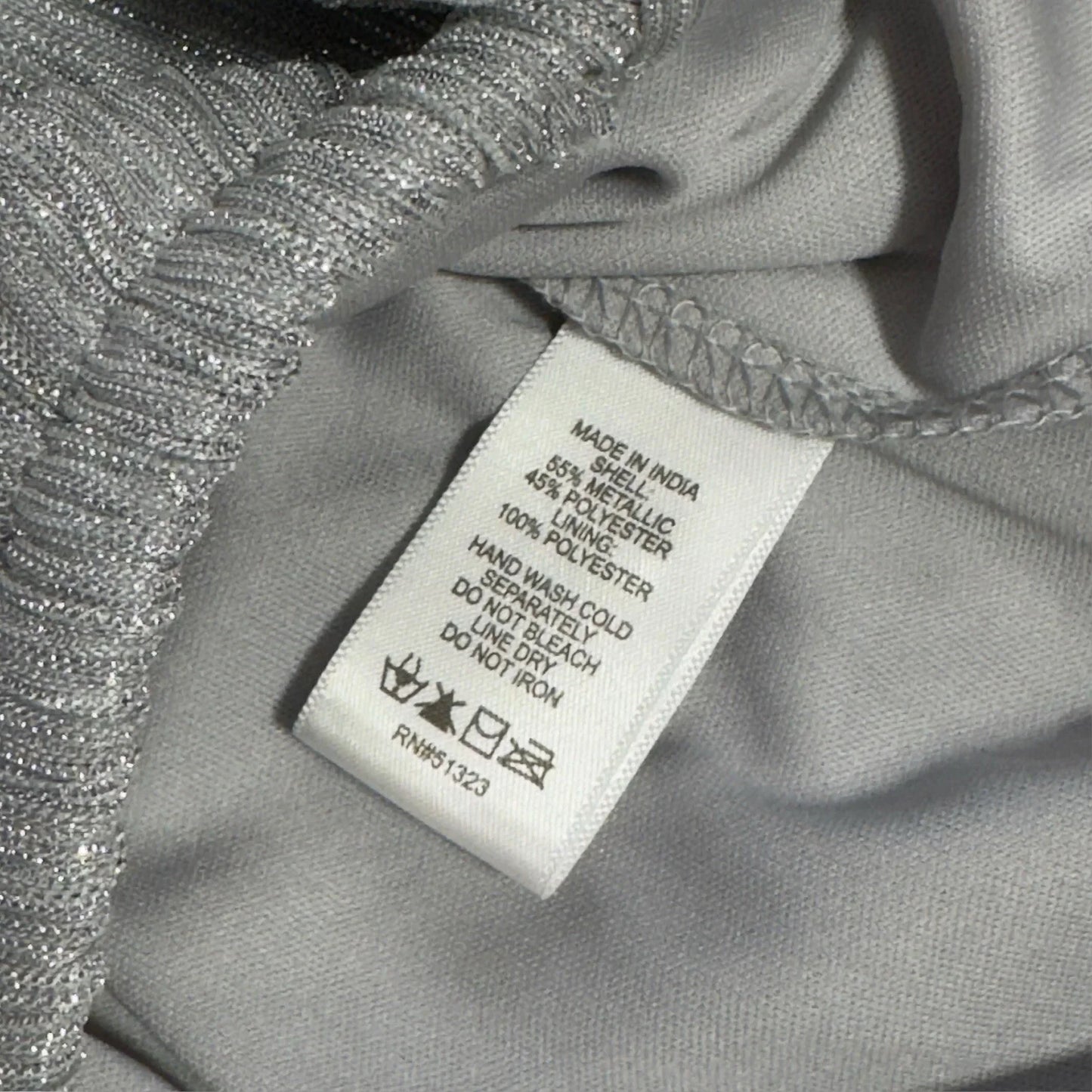 CeCe Silver Blouse Shimmer Metallic Womens Tie Bottom Off Shoulder Sz X-Large - Trendiez U ♥ 