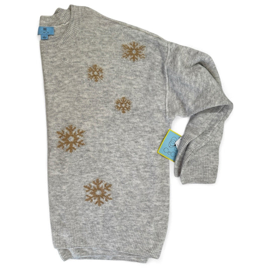 CeCe Women’s Sweater – Gray Snowflake Knit, Long Sleeve - Trendiez U ♥ 