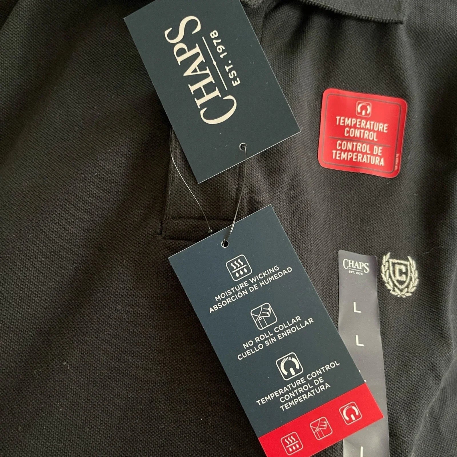 Chaps Everyday Black Polo Shirt Men's Size L Cotton Short Sleeve NEW - Trendiez U ♥ 