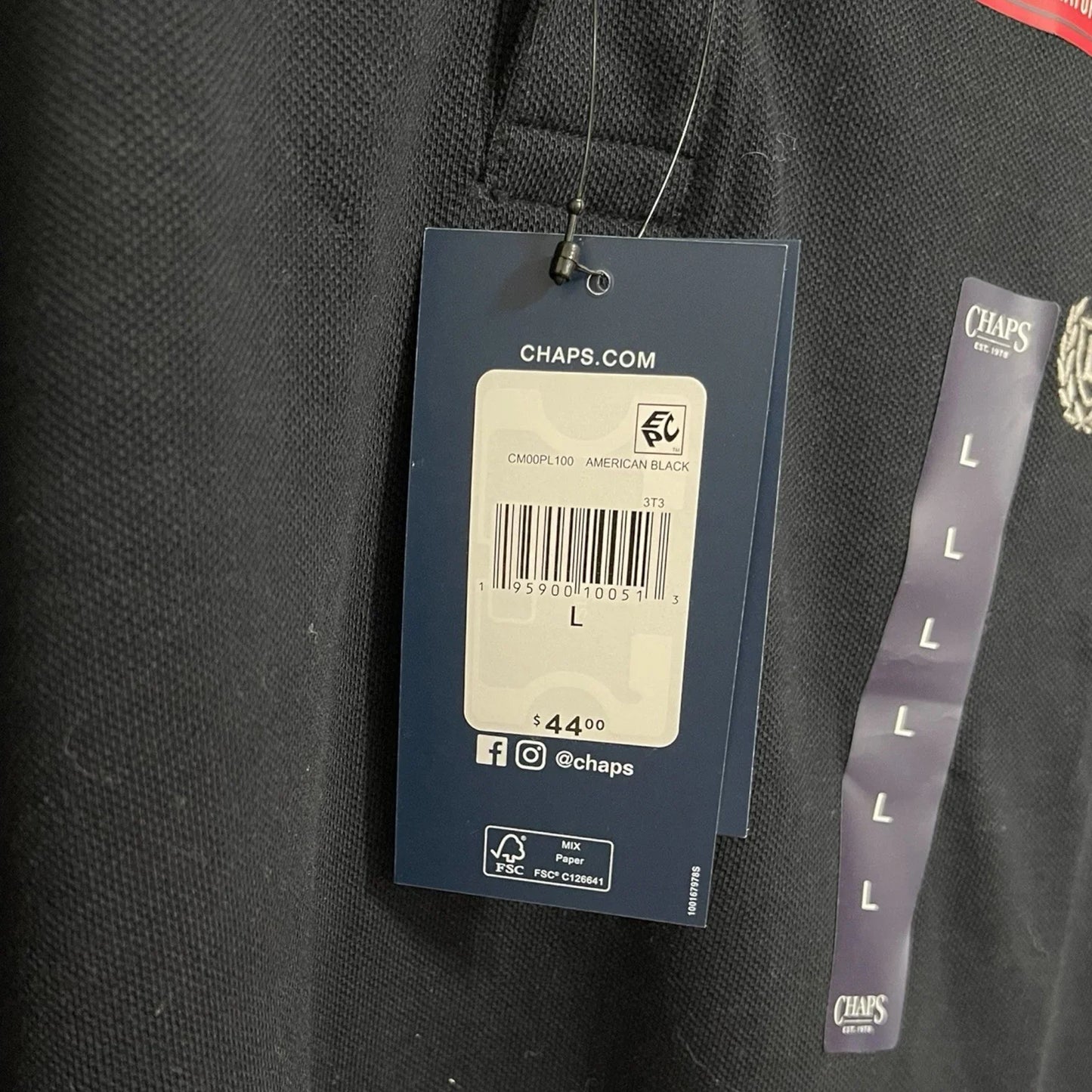 Chaps Everyday Black Polo Shirt Men's Size L Cotton Short Sleeve NEW - Trendiez U ♥ 