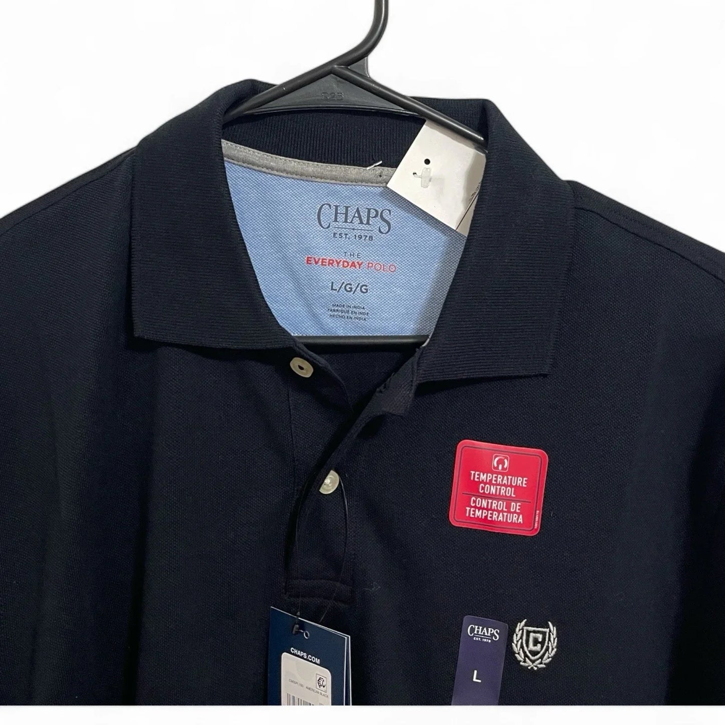 Chaps Everyday Black Polo Shirt Men's Size L Cotton Short Sleeve NEW - Trendiez U ♥ 