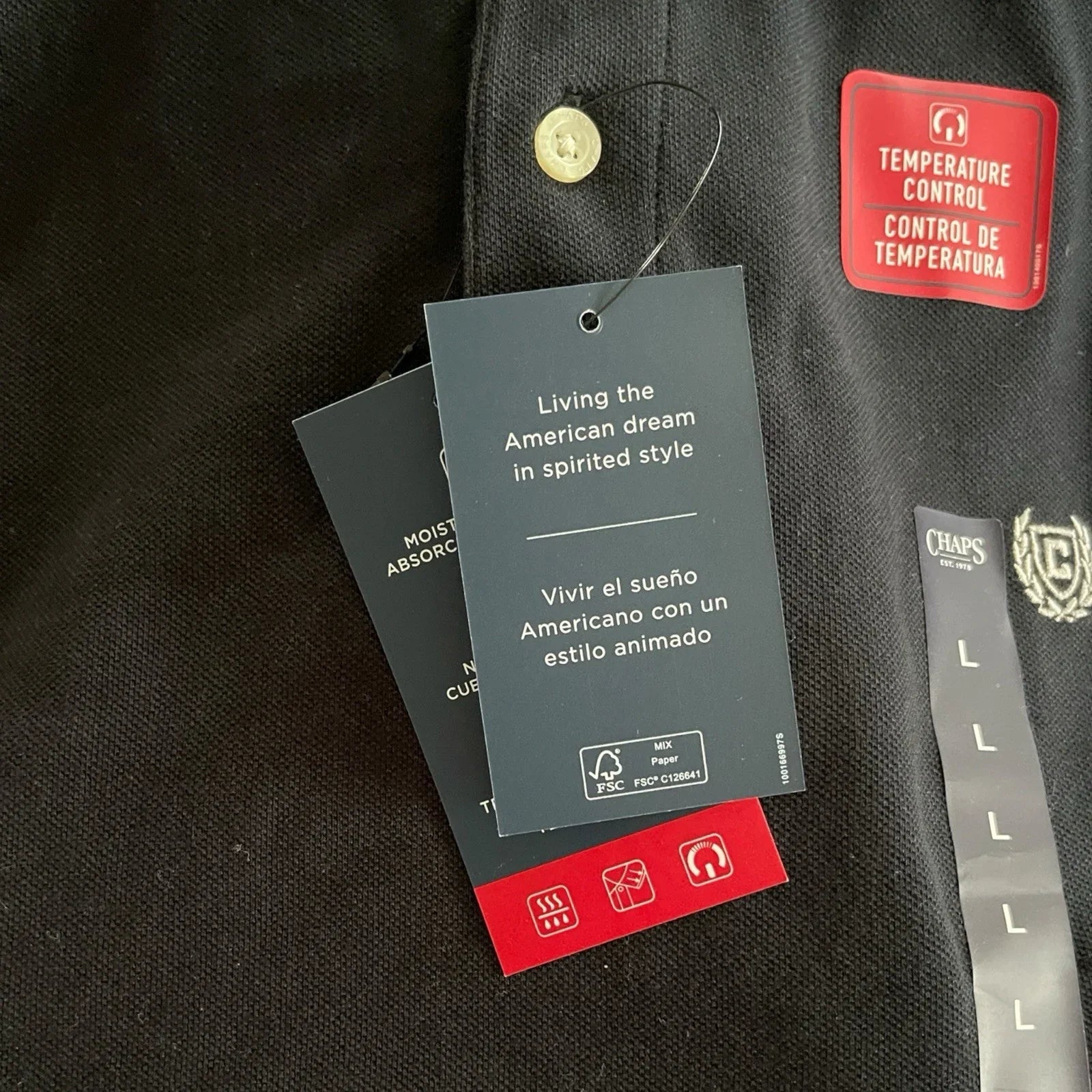 Chaps Everyday Black Polo Shirt Men's Size L Cotton Short Sleeve NEW - Trendiez U ♥ 