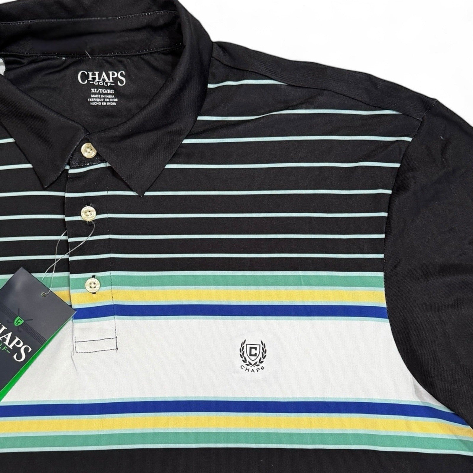 Chaps Men’s Golf Performance Polo – Black Multicolor 1/4 Zip, XL - Trendiez U ♥ 
