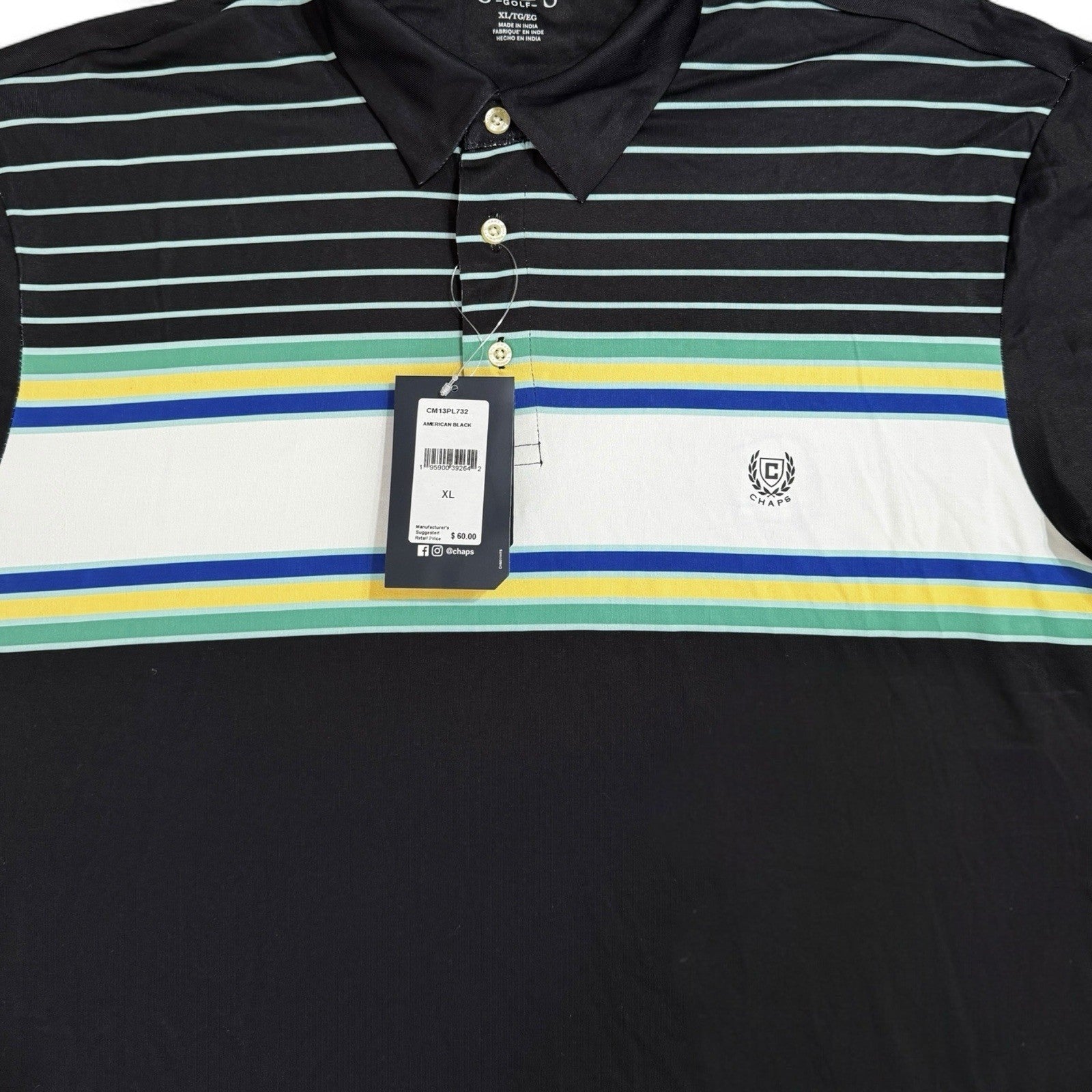 Chaps Men’s Golf Performance Polo – Black Multicolor 1/4 Zip, XL - Trendiez U ♥ 