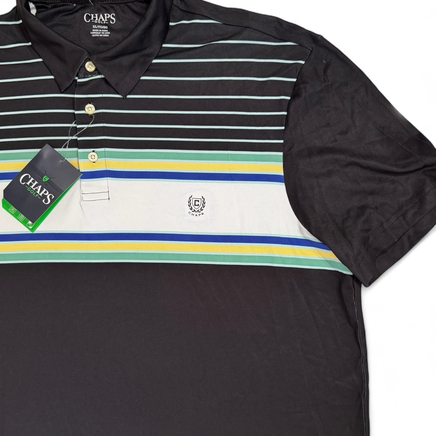 Chaps Men’s Golf Performance Polo – Black Multicolor 1/4 Zip, XL - Trendiez U ♥ 