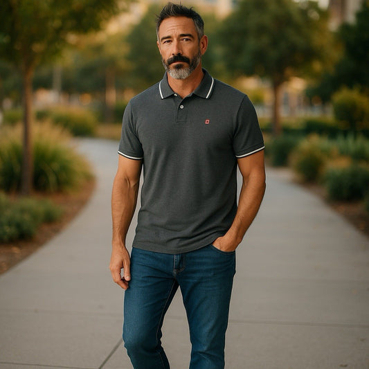 Chaps Men’s Polo Shirt – Charcoal/Dark Gray, Large - Trendiez U ♥ 