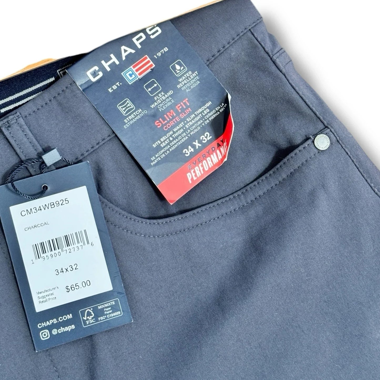 Chaps Ralph Lauren Dress Pants Performance Series Suit Separate 34/32 Charcoal - Trendiez U ♥ 