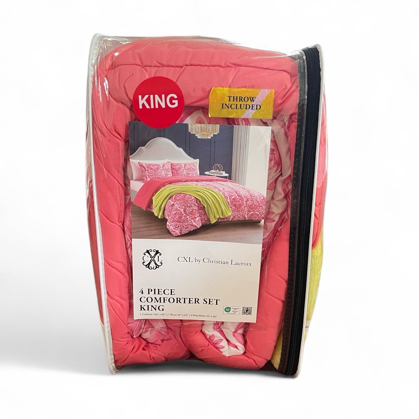 Christian Lacroix Coral Pink Reversible Comforter Set 4-Piece - Trendiez U ♥ 
