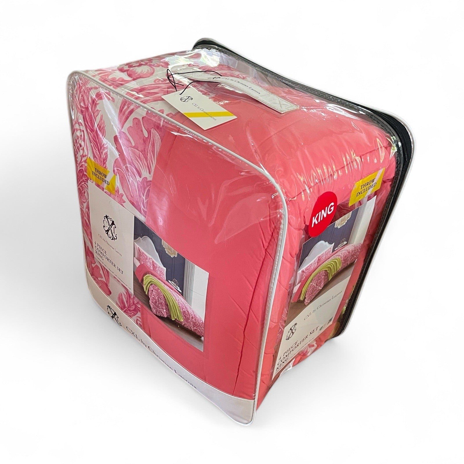 Christian Lacroix Coral Pink Reversible Comforter Set 4-Piece - Trendiez U ♥ 