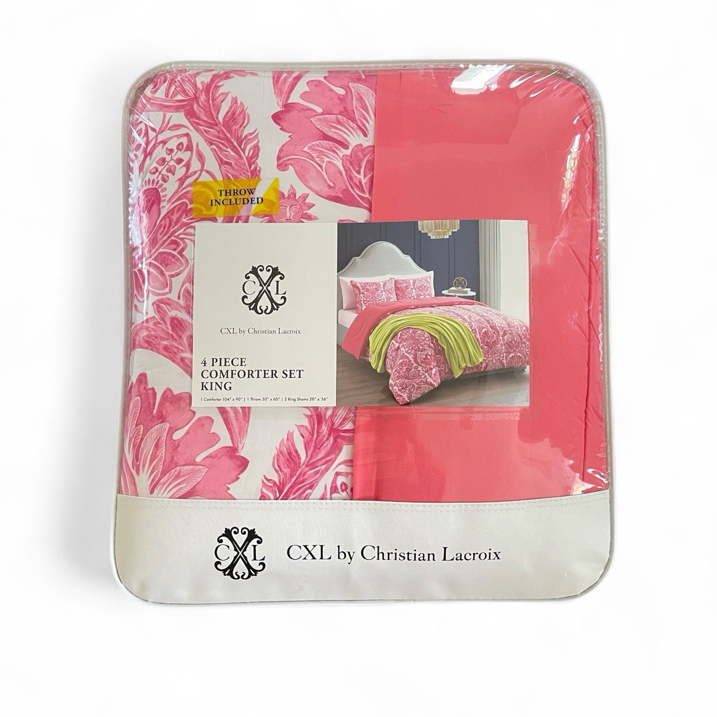 Christian Lacroix Coral Pink Reversible Comforter Set 4-Piece - Trendiez U ♥ 