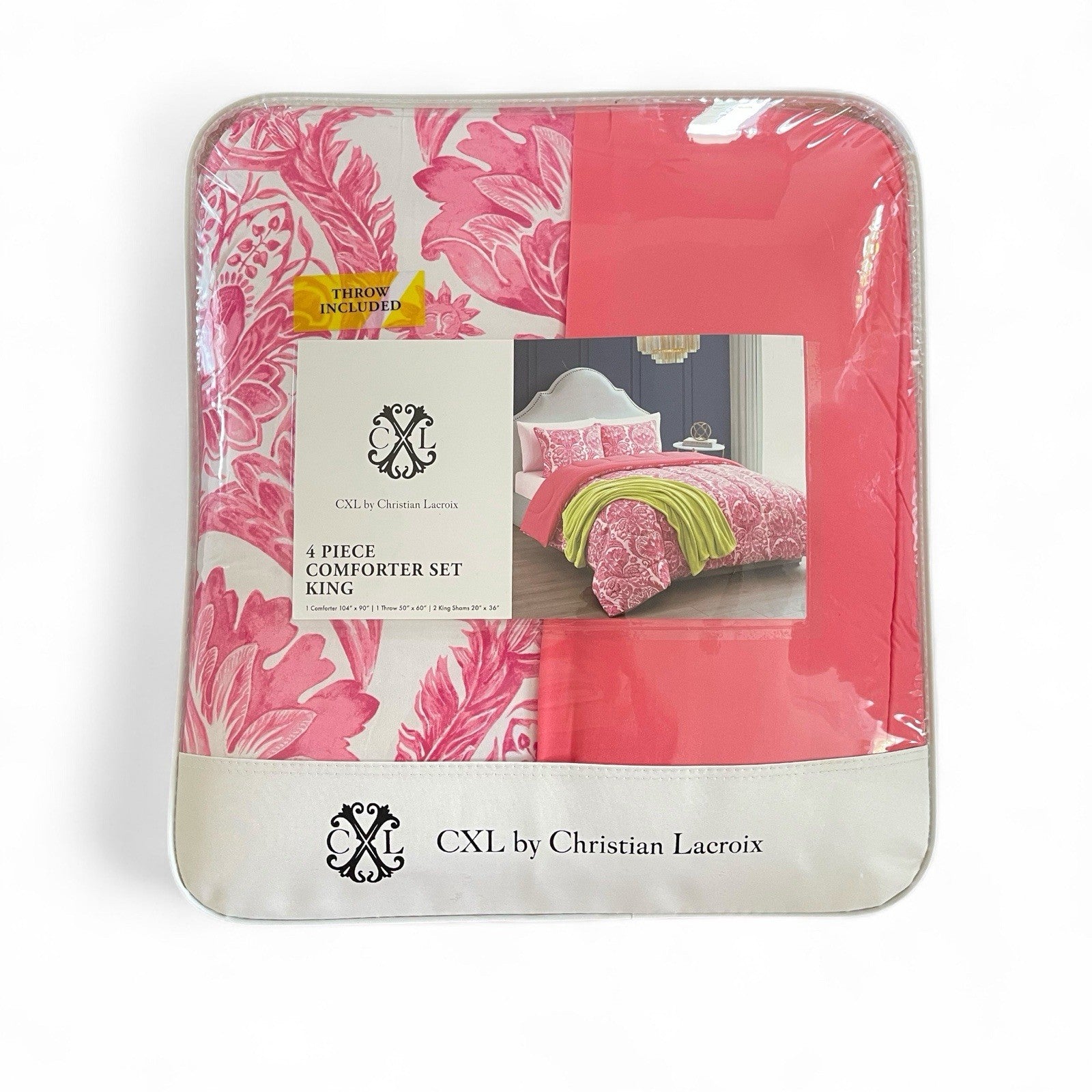 Christian Lacroix Coral Pink Reversible Comforter Set 4-Piece - Trendiez U ♥ 