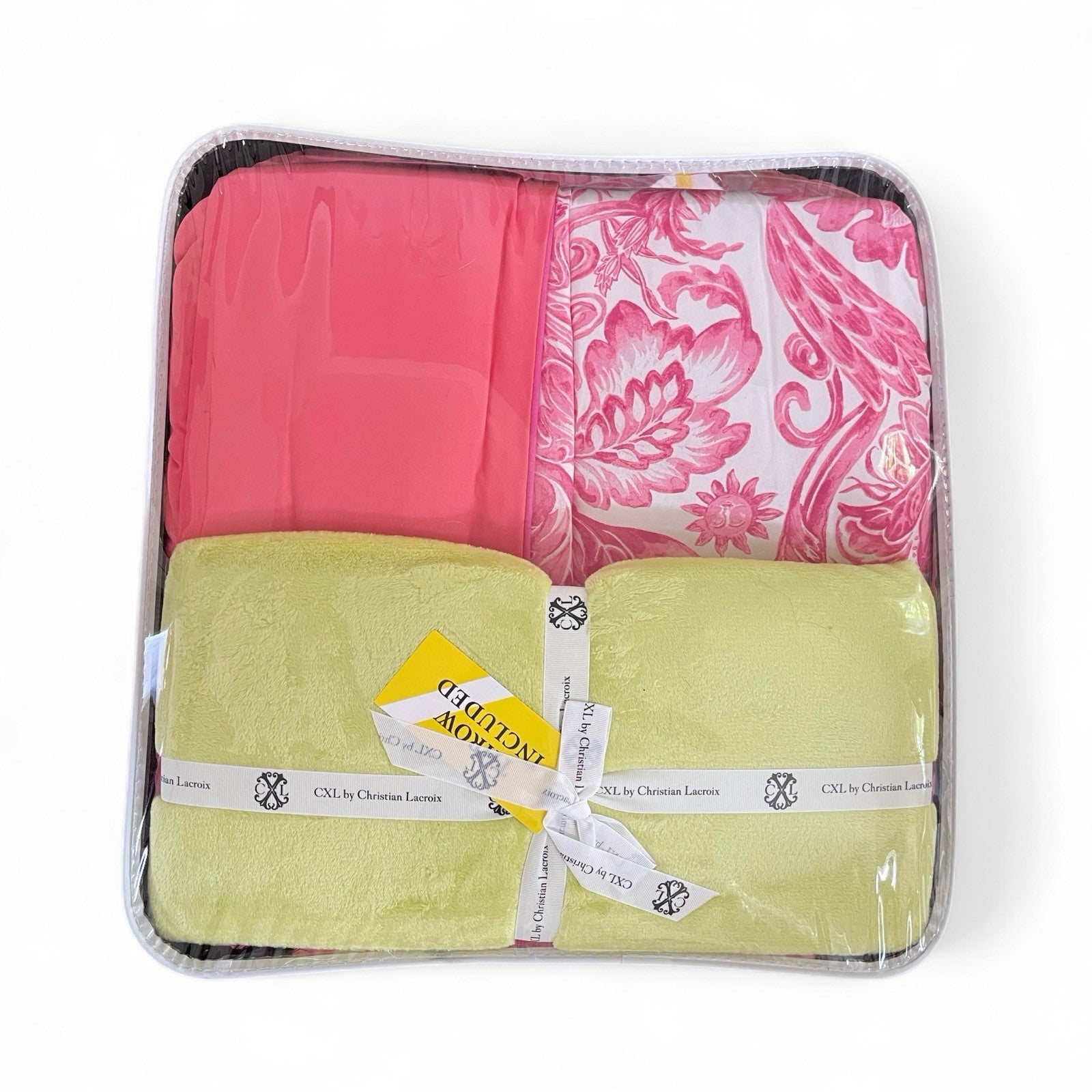 Christian Lacroix Coral Pink Reversible Comforter Set 4-Piece - Trendiez U ♥ 