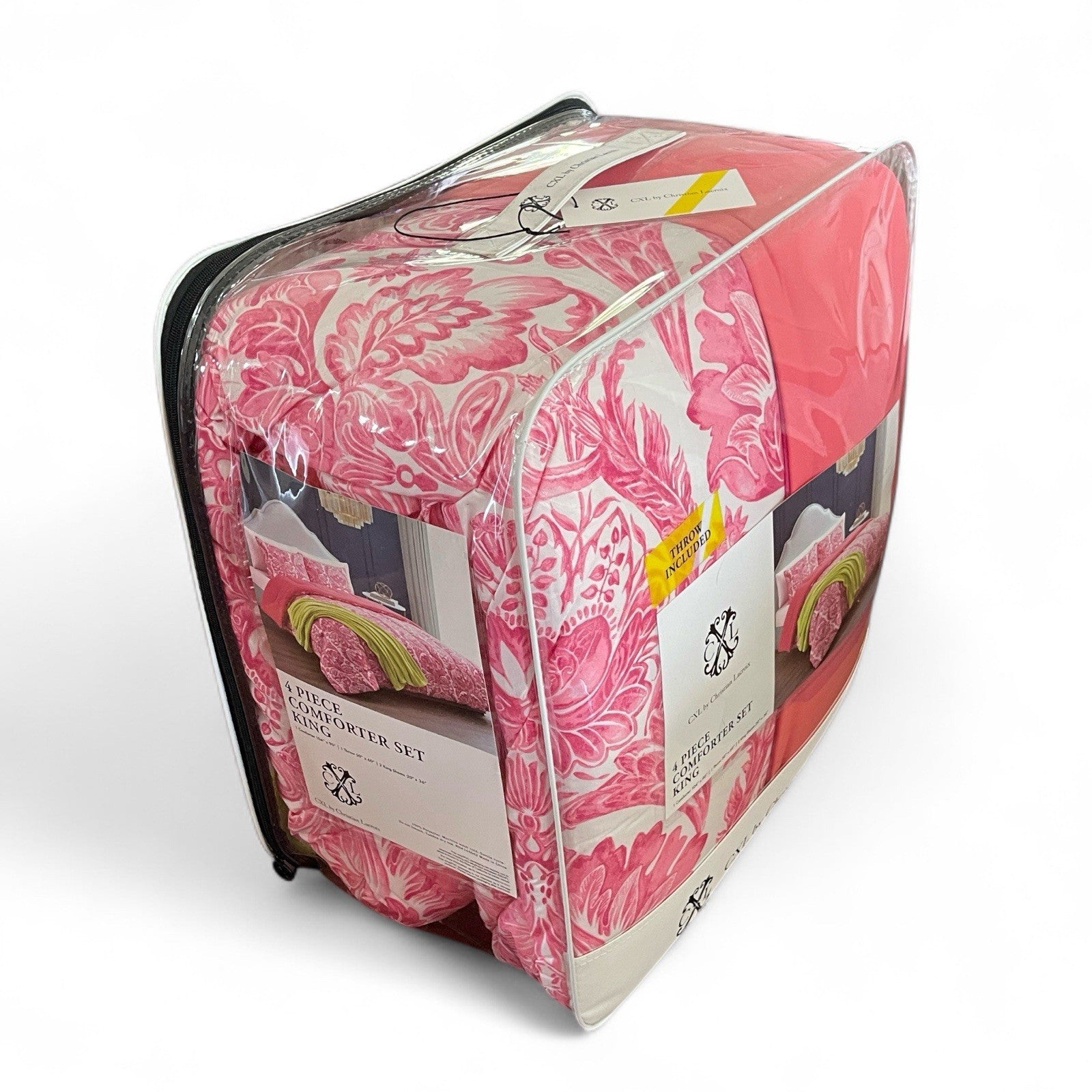 Christian Lacroix Coral Pink Reversible Comforter Set 4-Piece - Trendiez U ♥ 