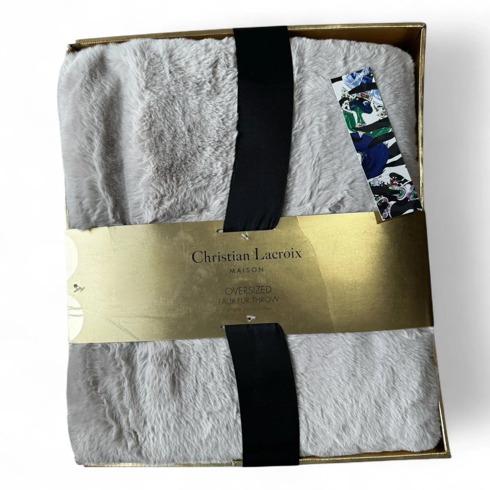 Christian Lacroix Faux Fur Throw Gray Luxury Designer Plush Gift Set - Trendiez U ♥ 