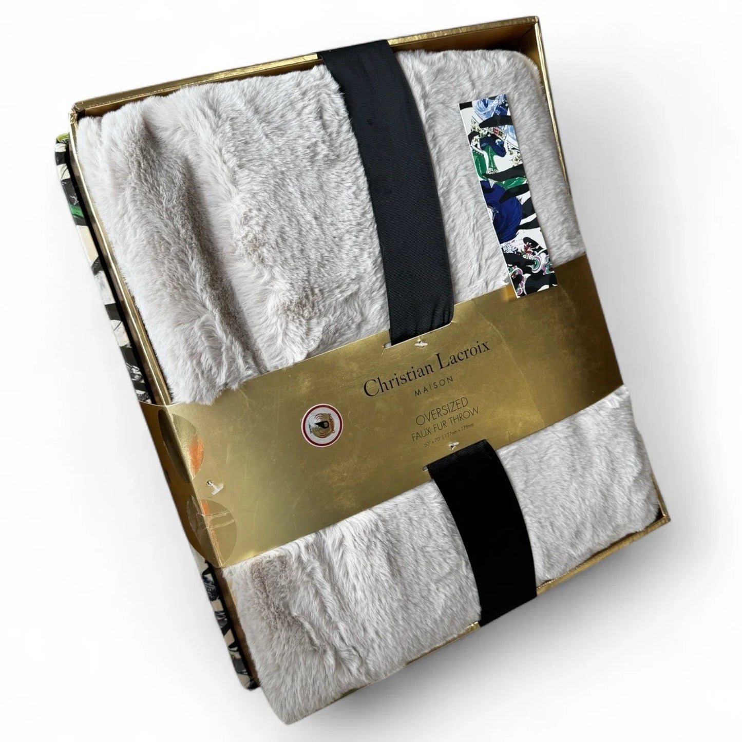 Christian Lacroix Faux Fur Throw Gray Luxury Designer Plush Gift Set - Trendiez U ♥ 