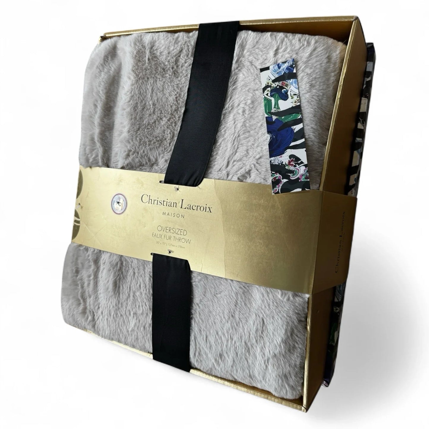 Christian Lacroix Faux Fur Throw Gray Luxury Designer Plush Gift Set - Trendiez U ♥ 