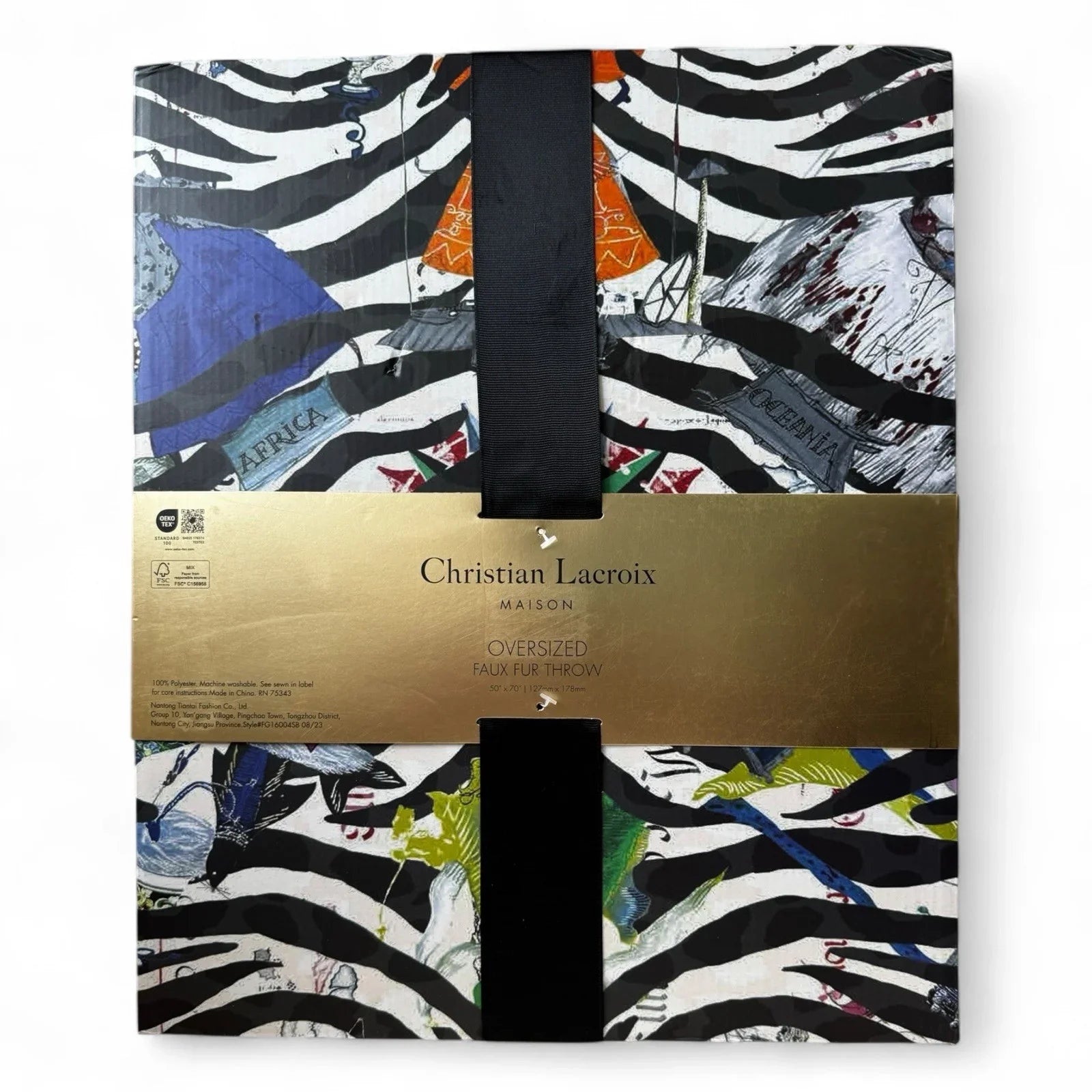 Christian Lacroix Faux Fur Throw Gray Luxury Designer Plush Gift Set - Trendiez U ♥ 
