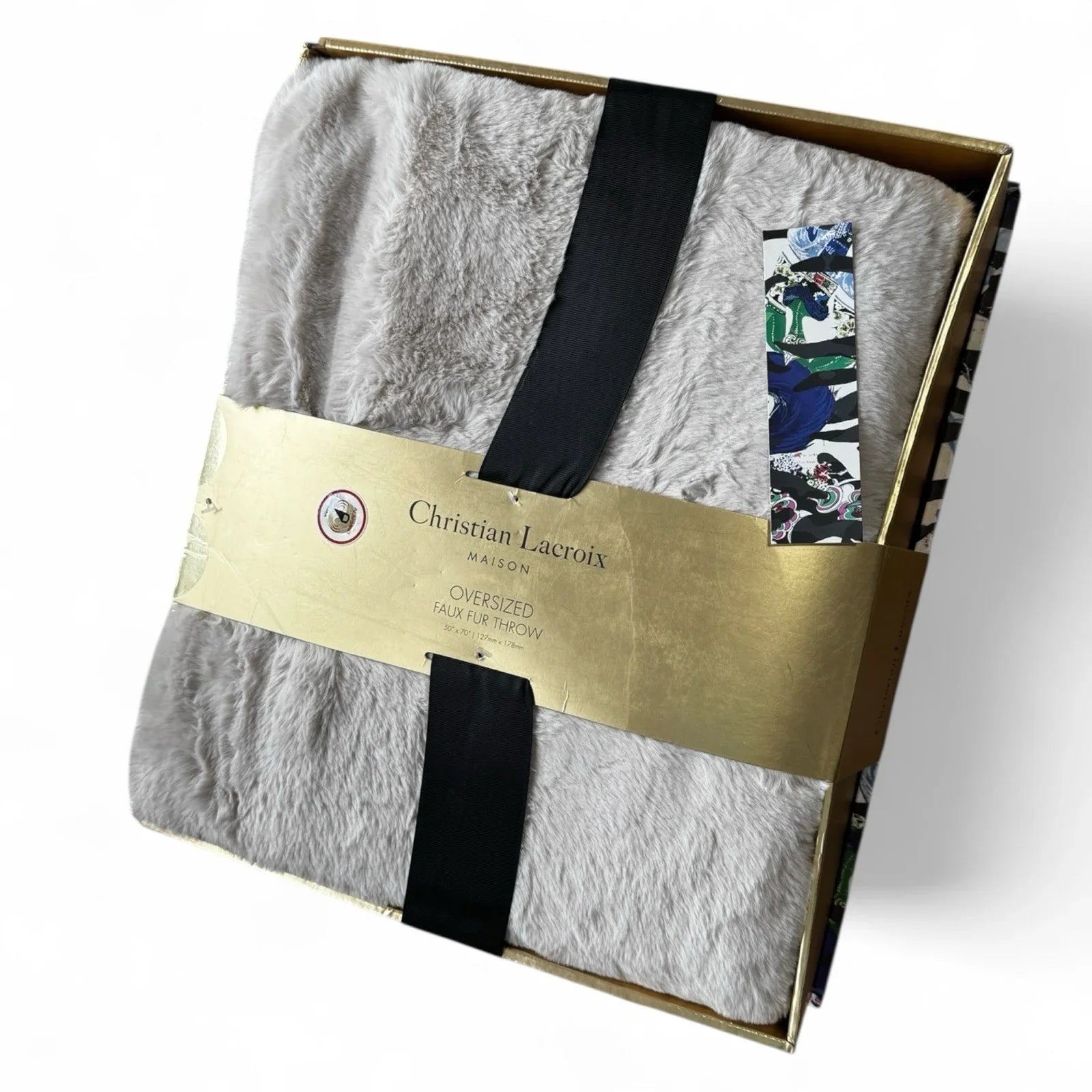 Christian Lacroix Faux Fur Throw Gray Luxury Designer Plush Gift Set - Trendiez U ♥ 