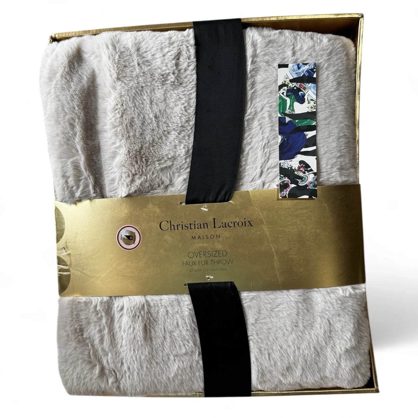 Christian Lacroix Faux Fur Throw Gray Luxury Designer Plush Gift Set - Trendiez U ♥ 